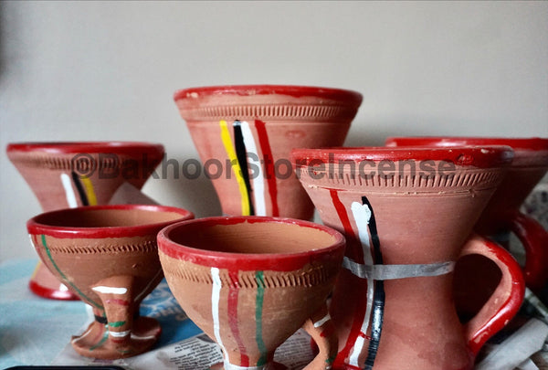Organic clay Incense Burner Handmade and hand painted - Ancient bakhoor burner